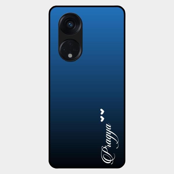 Customize Name Gradient Glass Case Cover Blue For Oppo Reno 8T 5G