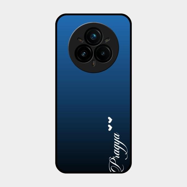 Customize Name Gradient Glass Case Cover Blue For Realme 14 Pro 5G
