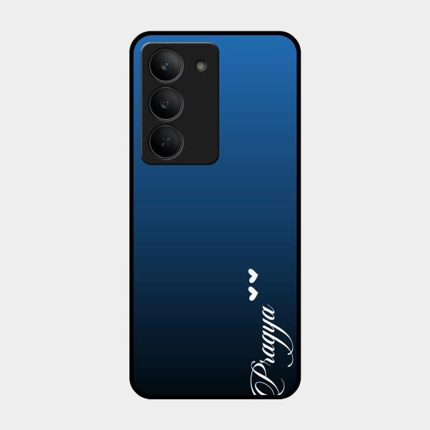 Customize Name Gradient Glass Case Cover Blue For Realme 14X 5G