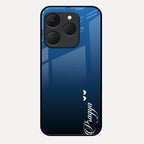 Customize Name Gradient Glass Case Cover Blue For Realme 15T 5G