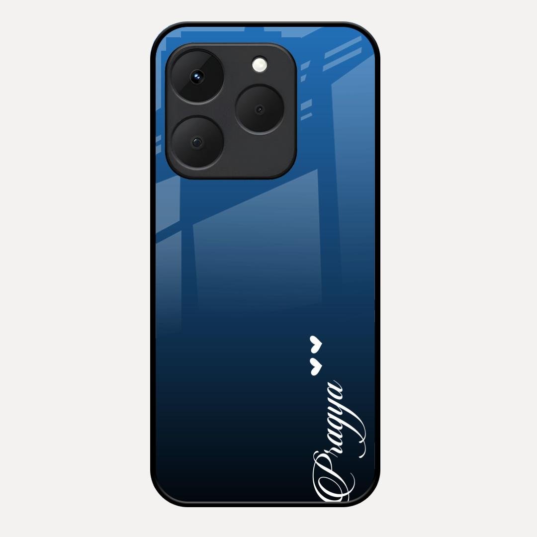 Customize Name Gradient Glass Case Cover Blue For Realme 15T 5G