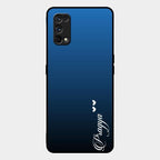Customize Name Gradient Glass Case Cover Blue For Realme 7 Pro