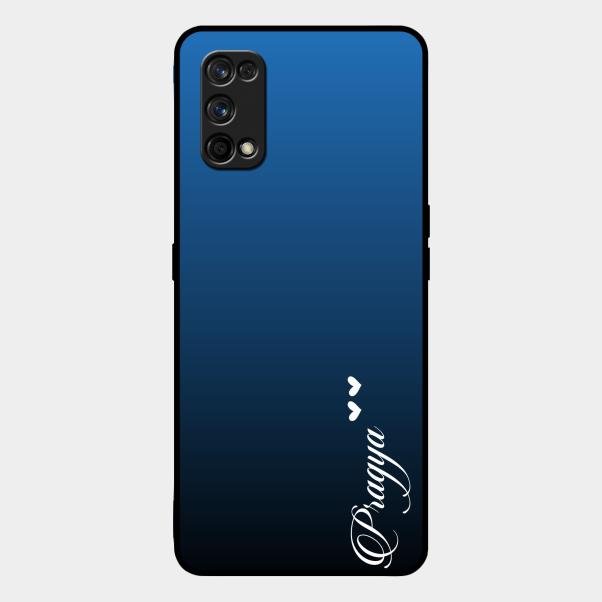 Customize Name Gradient Glass Case Cover Blue For Realme 7 Pro