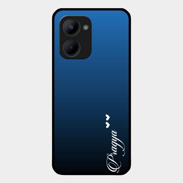 Customize Name Gradient Glass Case Cover Blue For Realme C33 2023