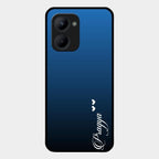 Customize Name Gradient Glass Case Cover Blue For Realme C33 2023