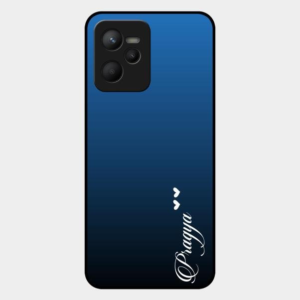 Customize Name Gradient Glass Case Cover Blue For Realme C35