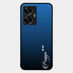 Customize Name Gradient Glass Case Cover Blue For Realme C55
