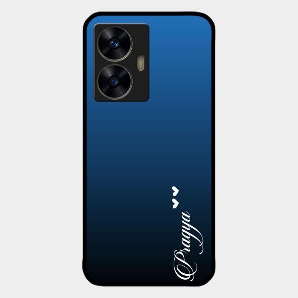 Customize Name Gradient Glass Case Cover Blue For Realme C55