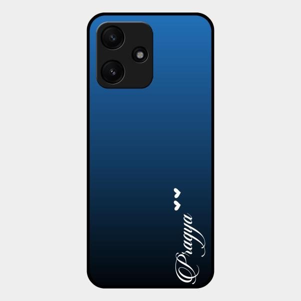 Customize Name Gradient Glass Case Cover Blue For Redmi 12 5G