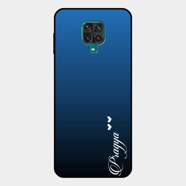 Customize Name Gradient Glass Case Cover Blue For Redmi Note 10 Lite