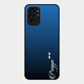 Customize Name Gradient Glass Case Cover Blue For Redmi Note 10