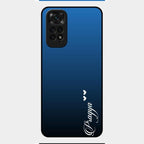 Customize Name Gradient Glass Case Cover Blue For Redmi Note 11