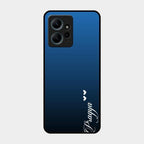 Customize Name Gradient Glass Case Cover Blue For Redmi Note 12 4G