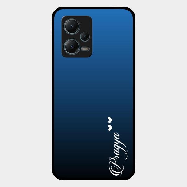 Customize Name Gradient Glass Case Cover Blue For Redmi Note 12 5G