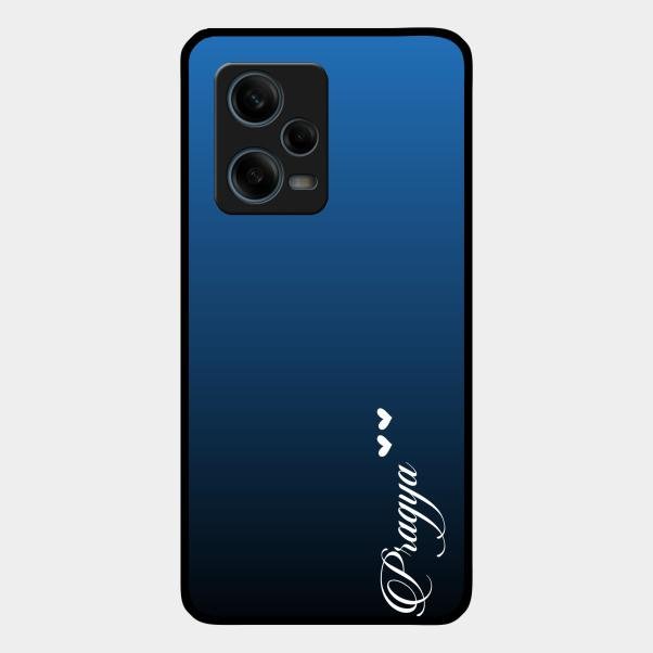 Customize Name Gradient Glass Case Cover Blue For Redmi Note 12 Pro Plus 5G