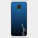 Customize Name Gradient Glass Case Cover Blue For Redmi Note 9 Pro