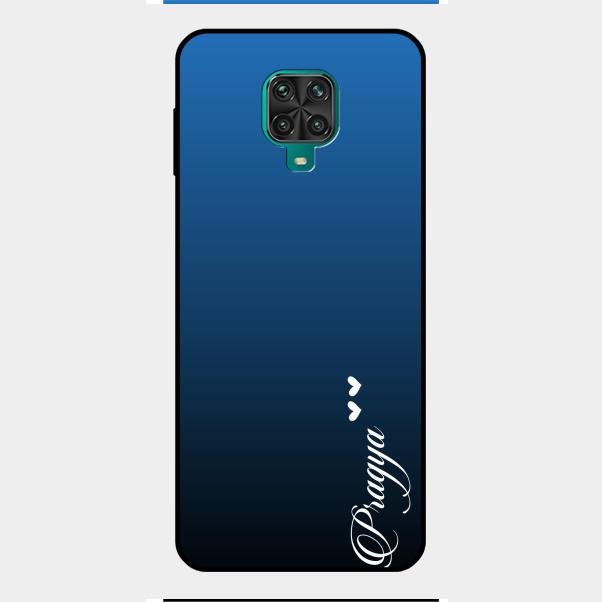 Customize Name Gradient Glass Case Cover Blue For Redmi Note 9 Pro