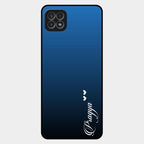 Customize Name Gradient Glass Case Cover Blue For Samsung Galaxy F42 5G