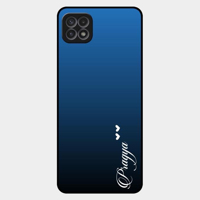 Customize Name Gradient Glass Case Cover Blue For Samsung Galaxy F42 5G