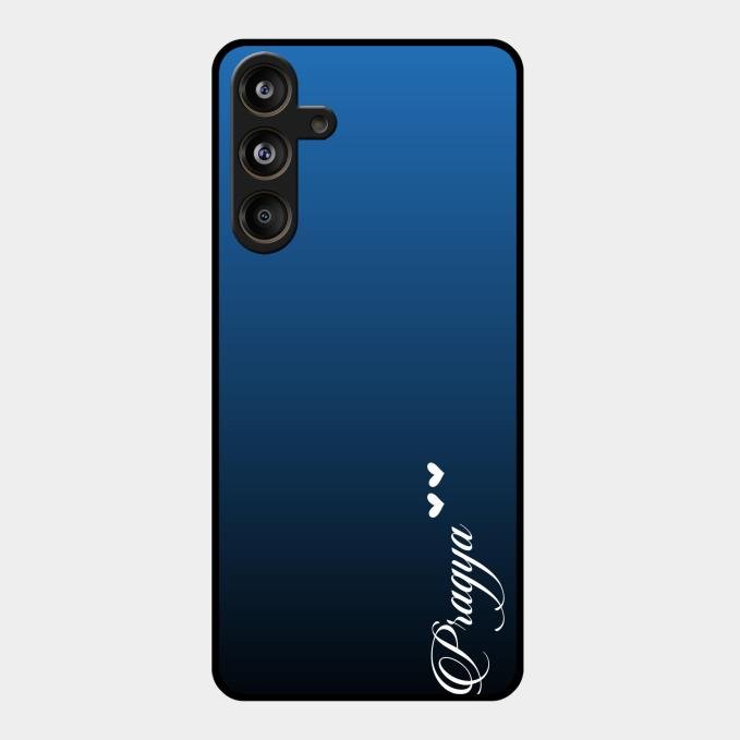 Customize Name Gradient Glass Case Cover Blue For Samsung Galaxy M55 5G