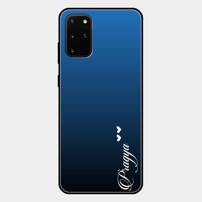 Customize Name Gradient Glass Case Cover Blue For Samsung Galaxy S20 Plus