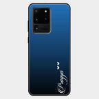 Customize Name Gradient Glass Case Cover Blue For Samsung Galaxy S20 Ultra