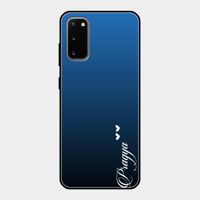 Customize Name Gradient Glass Case Cover Blue For Samsung Galaxy S20
