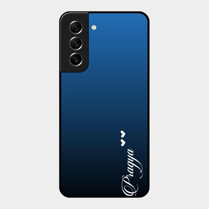 Customize Name Gradient Glass Case Cover Blue For Samsung Galaxy S21 Fe 5G
