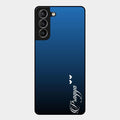 Customize Name Gradient Glass Case Cover Blue For Samsung Galaxy S21