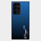 Customize Name Gradient Glass Case Cover Blue For Samsung Galaxy S22 Ultra 5G