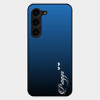 Customize Name Gradient Glass Case Cover Blue For Samsung Galaxy S23 Plus 5G