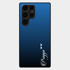Customize Name Gradient Glass Case Cover Blue For Samsung Galaxy S24 Ultra 5G