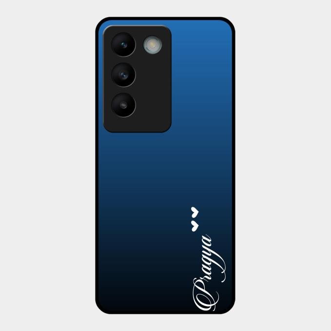 Customize Name Gradient Glass Case Cover Blue For Vivo T3 5G