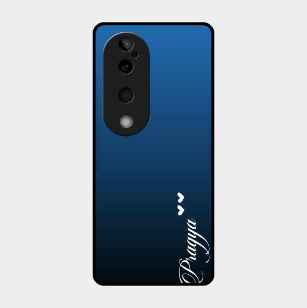 Customize Name Gradient Glass Case Cover Blue For Vivo T3 Ultra
