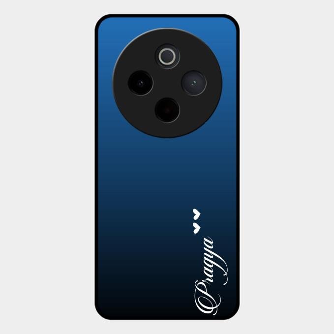 Customize Name Gradient Glass Case Cover Blue For Vivo T4 5G