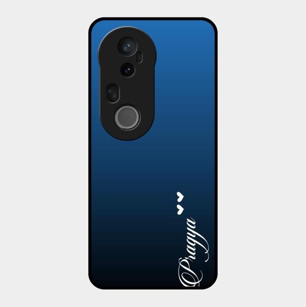 Customize Name Gradient Glass Case Cover Blue For Vivo T4 Ultra 5G
