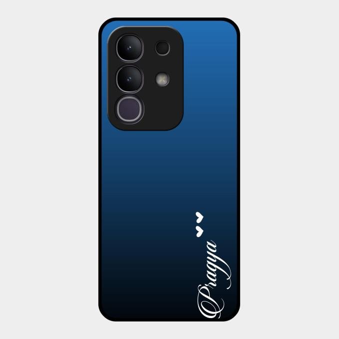 Customize Name Gradient Glass Case Cover Blue For Vivo T4X 5G