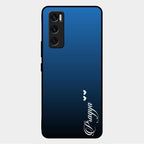 Customize Name Gradient Glass Case Cover Blue For Vivo V20 Se