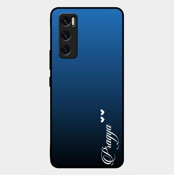 Customize Name Gradient Glass Case Cover Blue For Vivo V20 Se