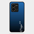 Customize Name Gradient Glass Case Cover Blue For Vivo V25 5G