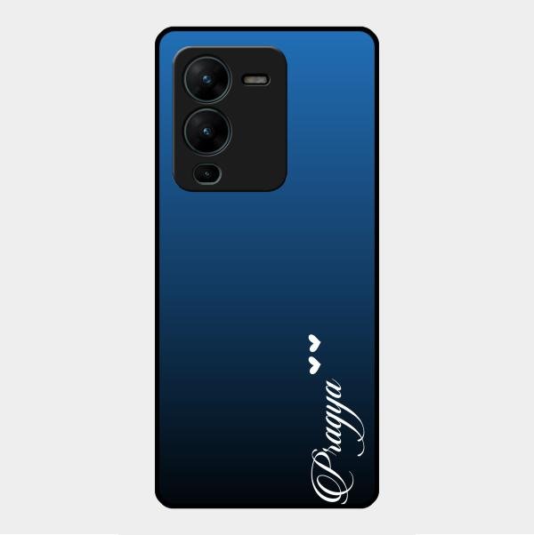 Customize Name Gradient Glass Case Cover Blue For Vivo V25 Pro 5G