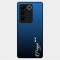 Customize Name Gradient Glass Case Cover Blue For Vivo V27 5G