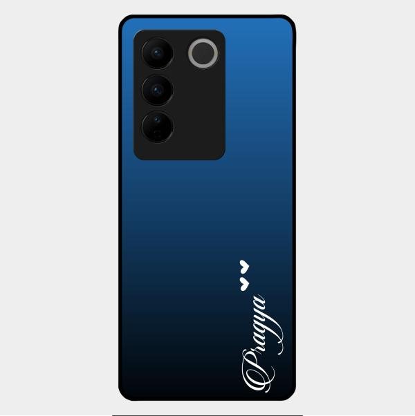 Customize Name Gradient Glass Case Cover Blue For Vivo V27 Pro 5G