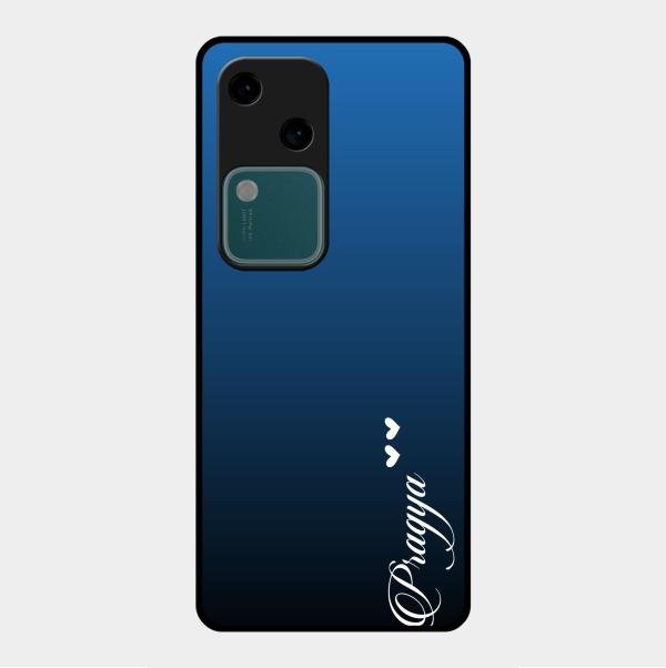 Customize Name Gradient Glass Case Cover Blue For Vivo V30 5G