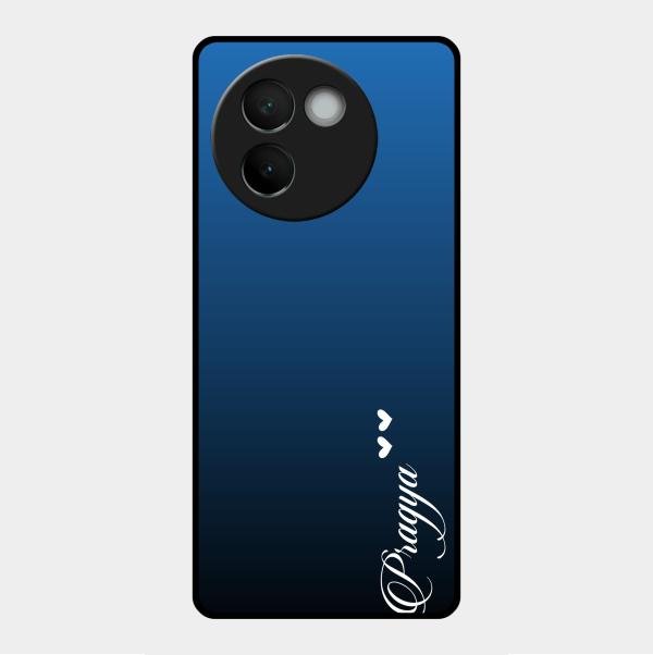 Customize Name Gradient Glass Case Cover Blue For Vivo V30E 5G