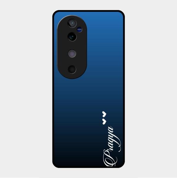 Customize Name Gradient Glass Case Cover Blue For Vivo V40 5G