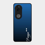 Customize Name Gradient Glass Case Cover Blue For Vivo V50 5G