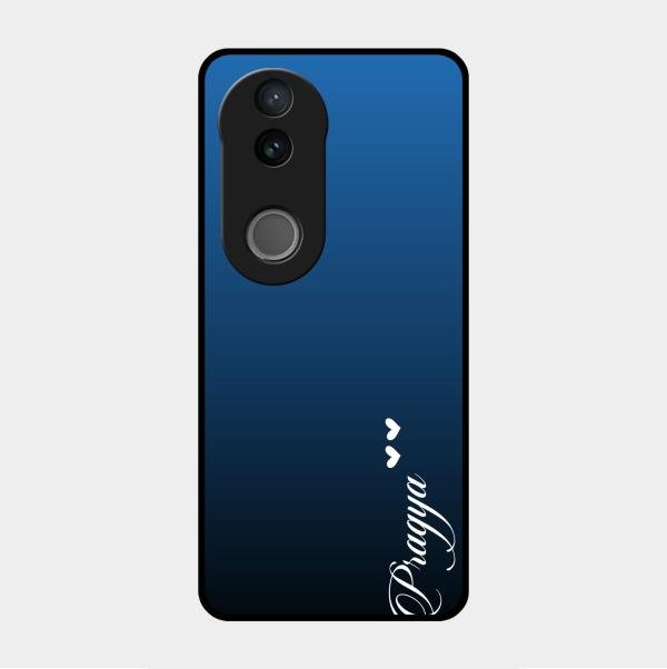 Customize Name Gradient Glass Case Cover Blue For Vivo V50 5G