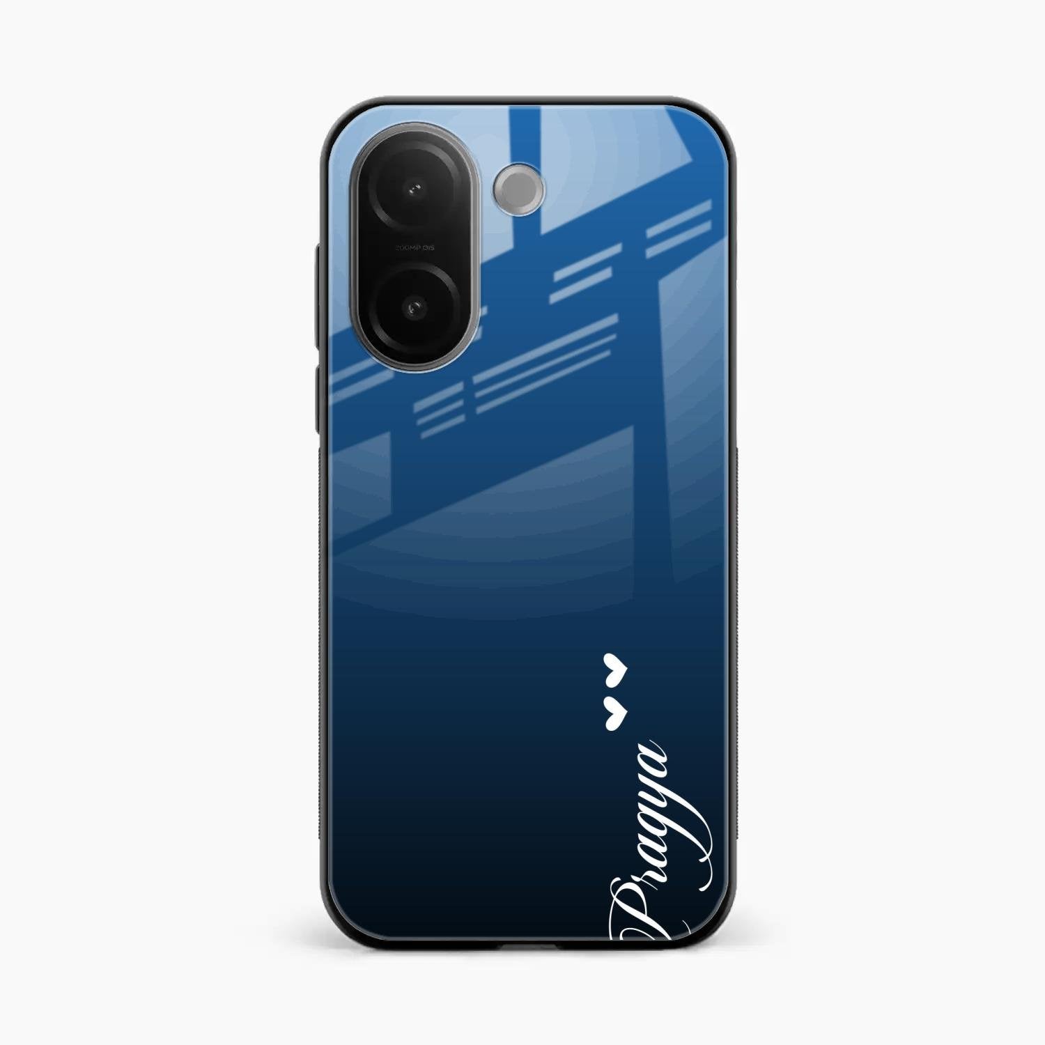 Customize Name Gradient Glass Case Cover Blue For Vivo V60e 5G