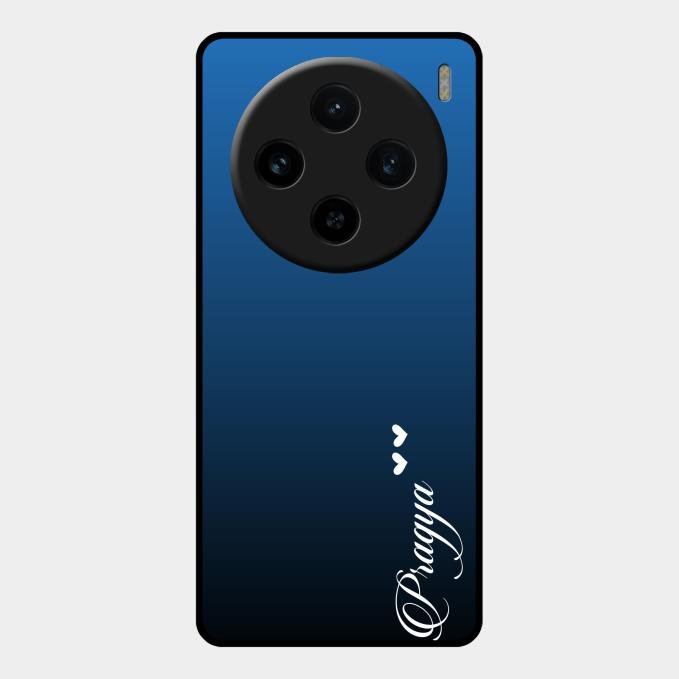 Customize Name Gradient Glass Case Cover Blue For Vivo X100 5G